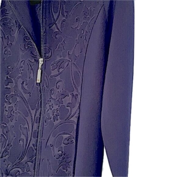 Escada Sport Vintage Zip Sweat Top Jacket Jacquard Plackett Navy Blue Womens S - Picture 7 of 12